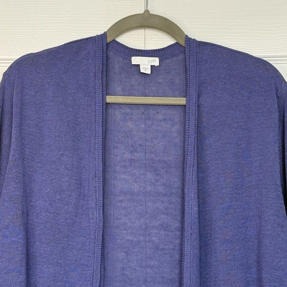 J Jill Blue Linen Blend Open Front Lightweight Cardigan Women’s Size XL - Picture 2 of 8